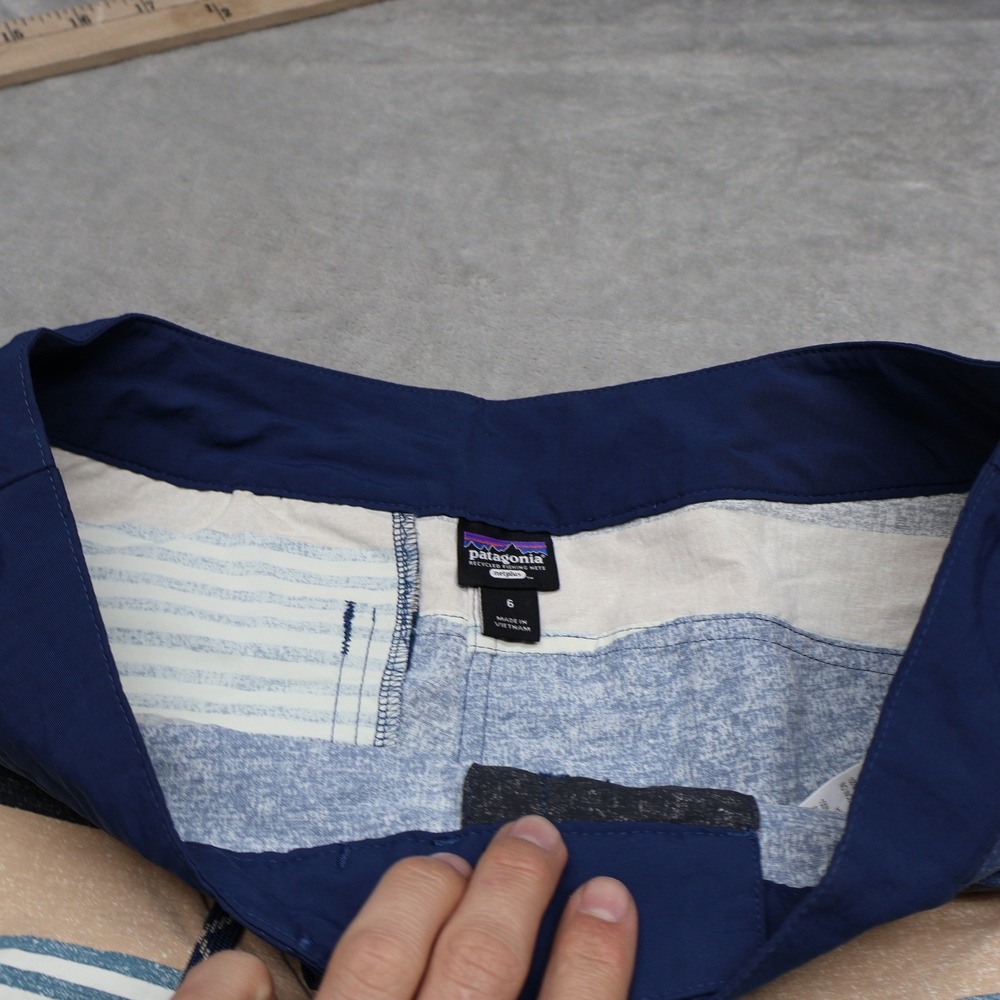 Patagonia Board Shorts Womens 6 Blue Striped Wavefarer Recycled Nylon Swim Surf - Picture 4 of 9